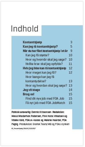 Lommeformat eksempel med indholdsfortegnelse og kolofon